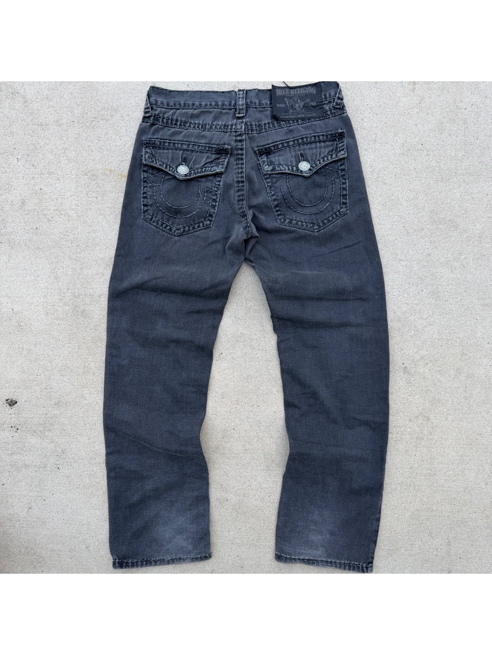 True Religion Jeans Men Waist 34 Black Distressed Casual